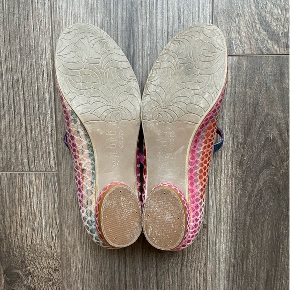 Chanii B Multi Coloured Snake Leather Mary Jane Flat Shoe Rainbow Unicorn 7 - Picture 8 of 9